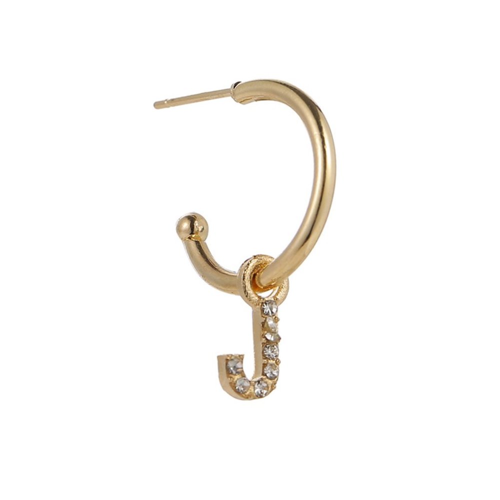 Gold Tone Alphabet Initial Earring Letter J 3 Pack